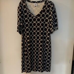 CAbi Black and White Patterned Dress